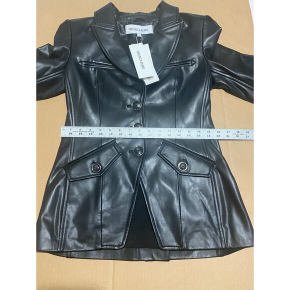 VERONICA BEARD BLAZER JACKET DICKEY BLACK LEATHER VEGAN ANOKI EDGY FALL MOTO - Picture 15 of 16